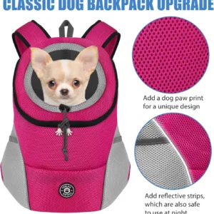 Folded dog backpack carrier showing compact packable design