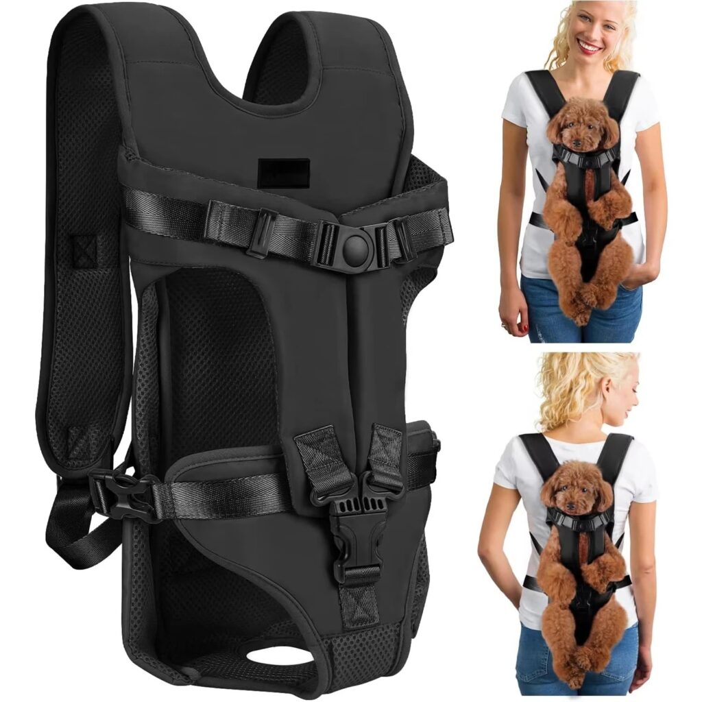 Dog backpack for hiking with thick padded chest support