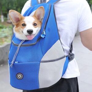 Small dog backpack carrier with breathable mesh panels in black