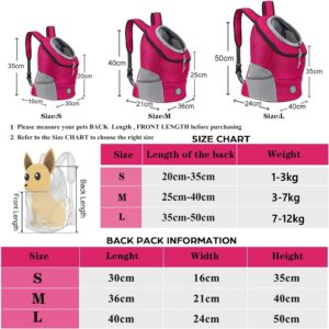 Dog backpack carrier worn on front with Yorkie inside
